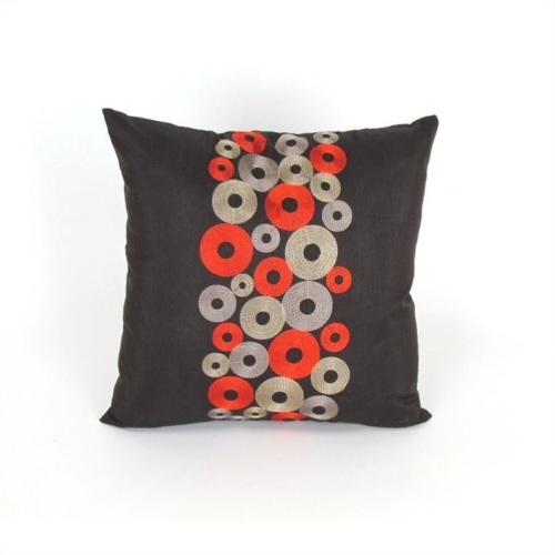 WAYBORN  Polyester Decorative Pillow 16" X 16" With Embroidered Circles