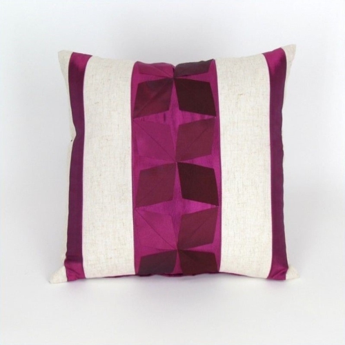 WAYBORN  Decorative Pillow 17" X 17" In White And Purple