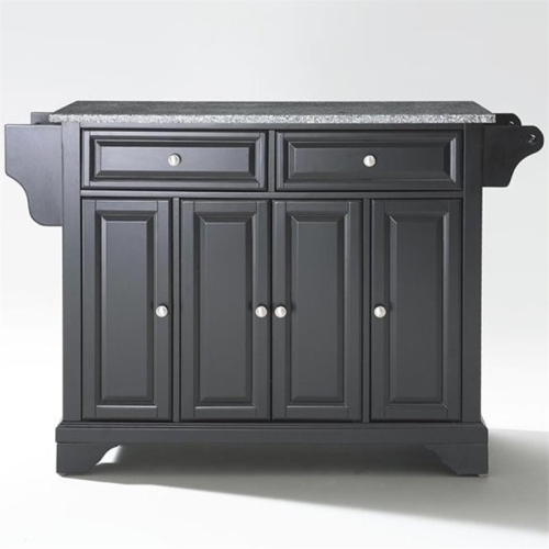 Crosley LaFayette Gray Granite Top Kitchen Island in Black
