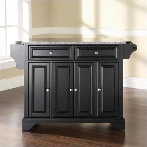 Crosley LaFayette Gray Granite Top Kitchen Island in Black