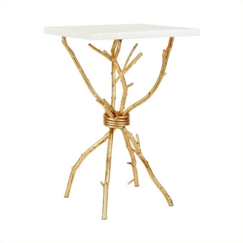 SAFAVIEH  Ben Marble Accent Table In White And Gold