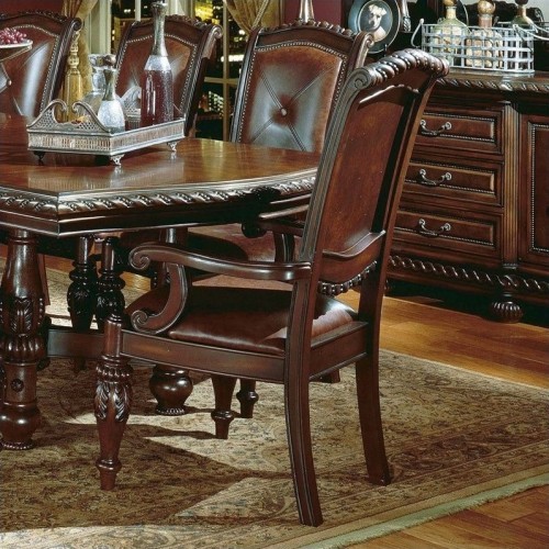 STEVE SILVER COMPANY  Steve Company Antoinette Leather Dining Arm Chair In Cherry