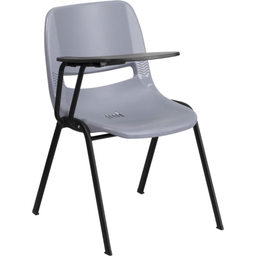 FLASH FURNITURE  Plastic Classroom Chair In Gray With Right Arm Tablet