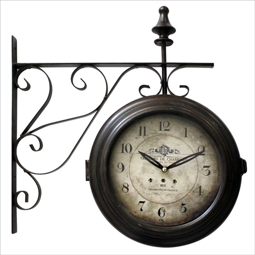 YOSEMITE HOME DECOR  Yosemite Double Sided Frame Wall Clock With Wall Mount Holder In Black
