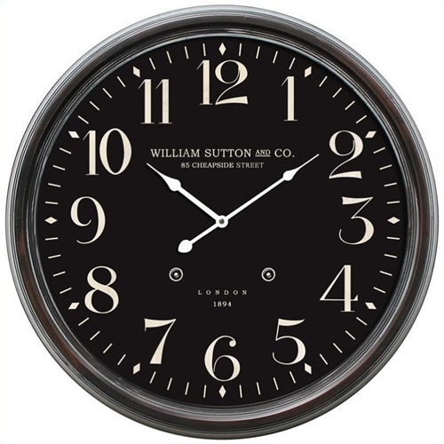 Yosemite Circular Iron Wall Clock Black with Distressed Iron Frame