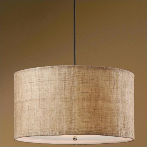 Uttermost Dafina 3 Light Antiqued Burlap Weave Drum Pendant