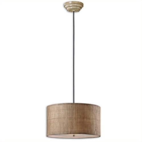 Uttermost Dafina 3 Light Antiqued Burlap Weave Drum Pendant