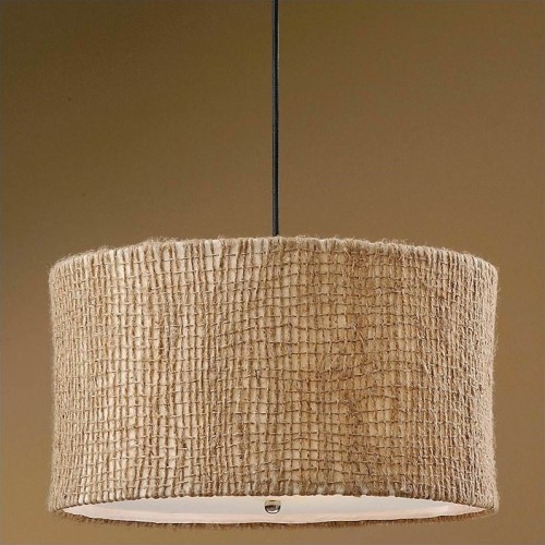 Uttermost Burleson 3 Light Natural Twine Drum Pendant