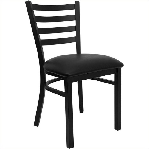 FLASH FURNITURE  Hercules Ladder Back Metal Dining Chair In In Black