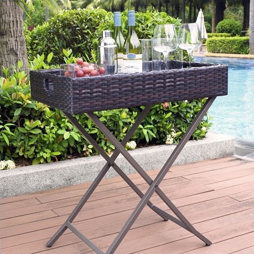 crosley palm harbor outdoor wicker folding table