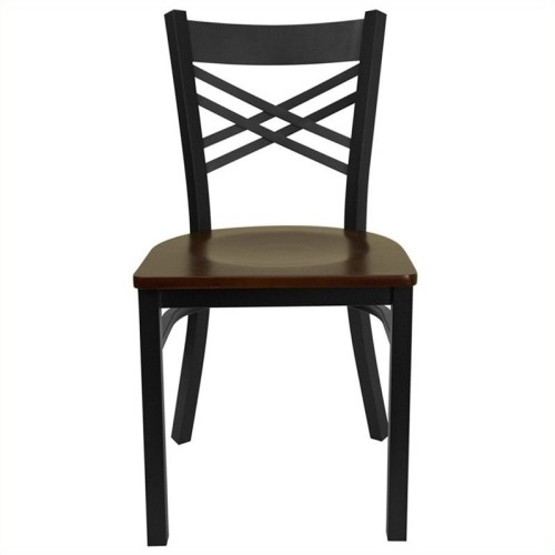 FLASH FURNITURE  Hercules Black Back Metal Dining Chair In Mahogany