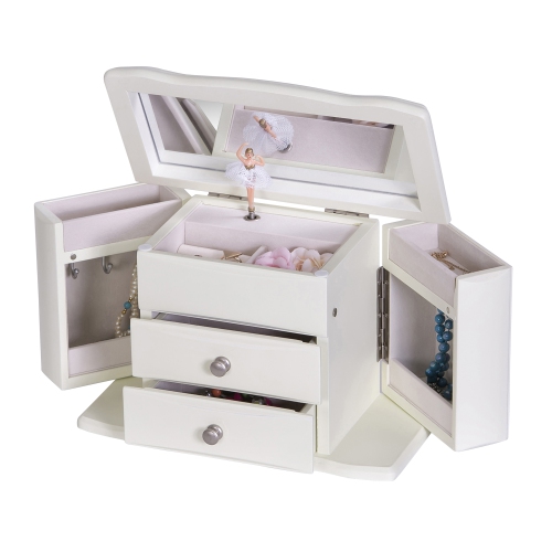 Mele Angelica Girl's Musical Ballerina Jewelry Box in Ivory