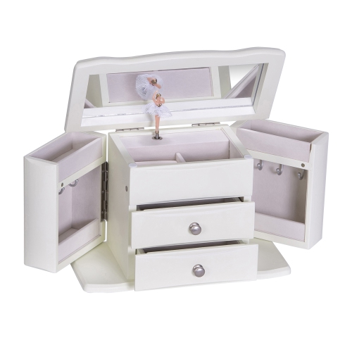 Mele Angelica Girl's Musical Ballerina Jewelry Box in Ivory