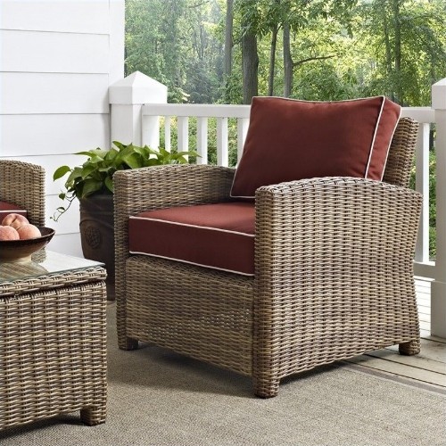 Bradenton Outdoor Wicker Arm Chair with Sangria Cushions