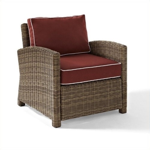 Bradenton Outdoor Wicker Arm Chair with Sangria Cushions