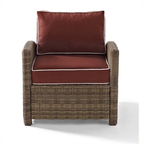 Bradenton Outdoor Wicker Arm Chair with Sangria Cushions