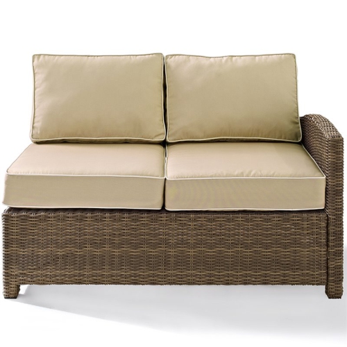 Crosley Bradenton 5 Piece Wicker Patio Sectional Set in Brown and Sand