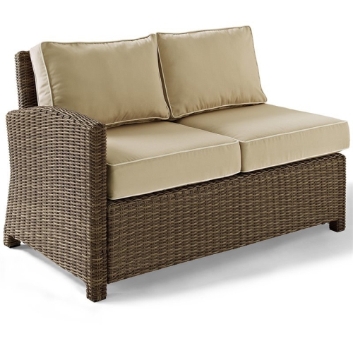 Crosley Bradenton 5 Piece Wicker Patio Sectional Set in Brown and Sand