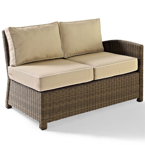 Crosley Bradenton 5 Piece Wicker Patio Sectional Set in Brown and Sand