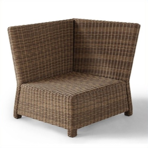 Bradenton Outdoor Wicker Sectional Corner Chair with Navy Cushions