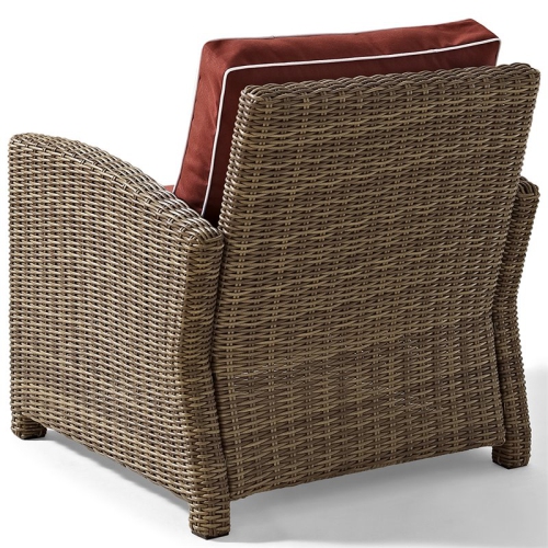 Crosley Bradenton 4 Piece Wicker Patio Sofa Set in Brown and Sangria ...