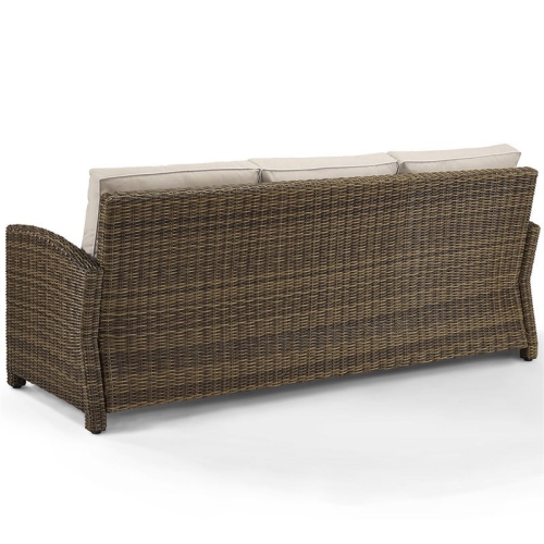 Crosley Bradenton Outdoor Wicker Patio Sofa in Brown and Sand