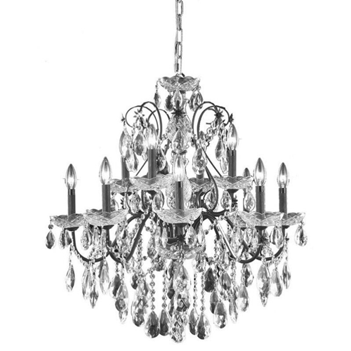 ELEGANT LIGHTING  St. Francis 28" 12 Light Royal Crystal Chandelier