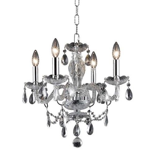 ELEGANT LIGHTING  Princeton 4 Light Royal Crystal Chandelier In Chrome