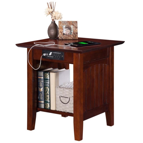 AFI Nantucket Charger End Table in Walnut