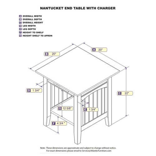 AFI Nantucket Charger End Table in Walnut