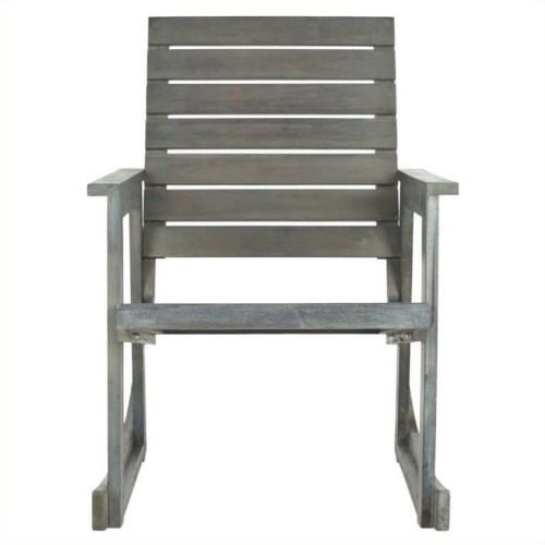 SAFAVIEH  Alexei Steel And Acacia Wood Rocking Chair In Ash Grey