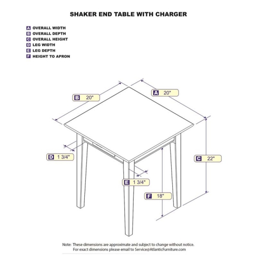 AFI Shaker Charger End Table in Walnut