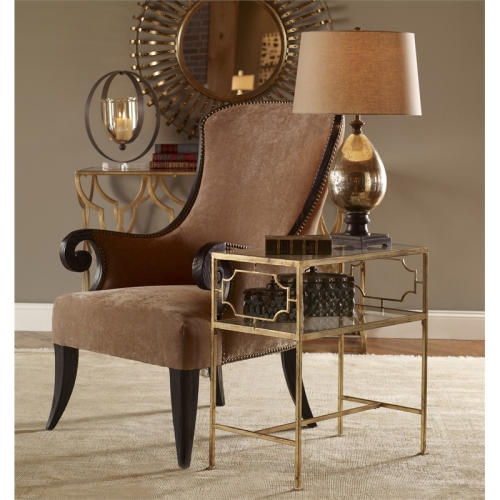 Uttermost Genell Gold Leafed Iron Glass Side Table