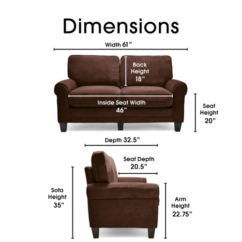 Serta RTA Copenhagen Collection 61" Loveseat in Rye Brown