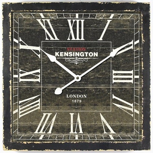 Yosemite Square Skip Movement Wall Clock with Distressed Black Frame