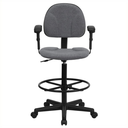 FLASH FURNITURE  Patterned Ergonomic Drafting Chair In Gray With Arms