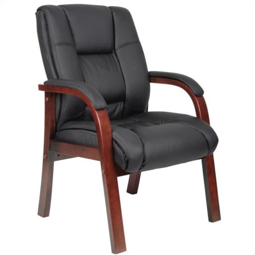 BOSS OFFICE PRODUCTS  Mid Back Wooded Guest Chair