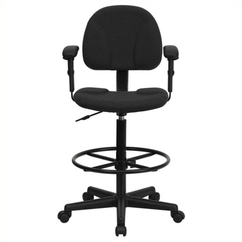 FLASH FURNITURE  Patterned Ergonomic Drafting Chair In Black With Arms