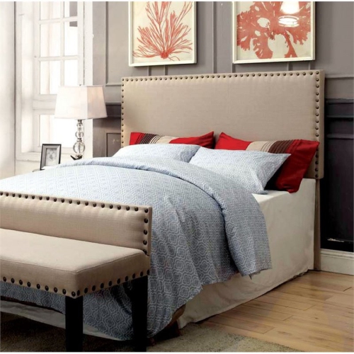 Furniture of America Manetta Fabric Upholstered Full/Queen Headboard in Ivory