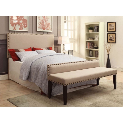 Furniture of America Manetta Fabric Upholstered Full/Queen Headboard in Ivory