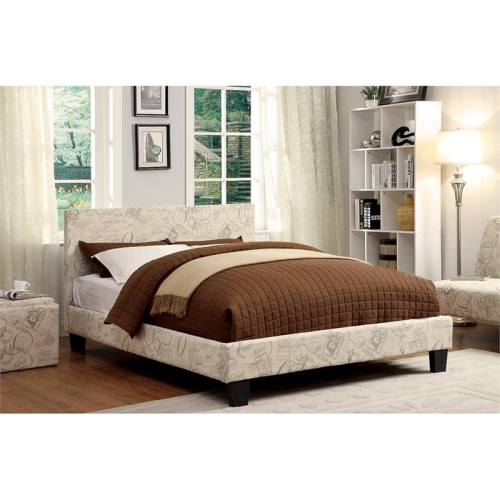 Furniture of America Ramone Contemporary Fabric Full/Queen Headboard in Beige