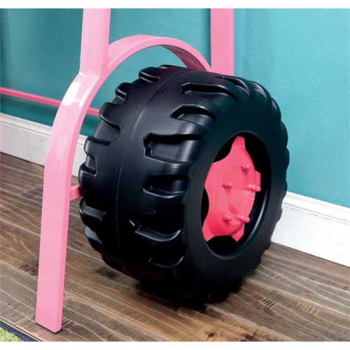 Furniture of America Ramirez Traditional Metal Kids Desk with Stool in Pink