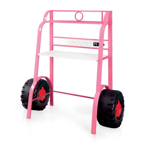 Furniture of America Ramirez Traditional Metal Kids Desk with Stool in Pink