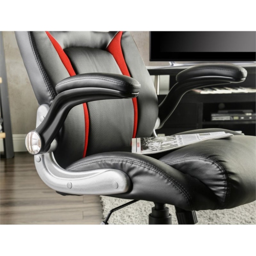 Furniture of America Trevor Faux Leather Adjustable Office Chair in Black