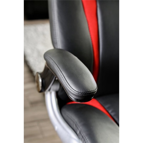 Furniture of America Trevor Faux Leather Adjustable Office Chair in Black