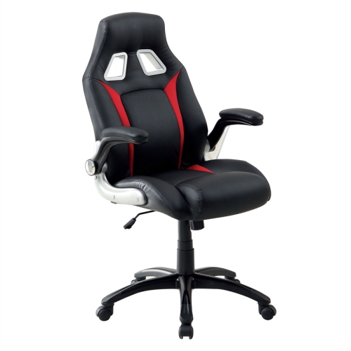 Furniture of America Trevor Faux Leather Adjustable Office Chair in Black