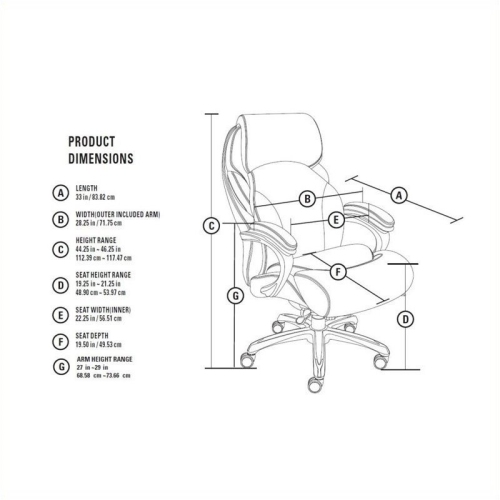 Pemberly Row Executive Office Chair in Multi-Tone Bliss Black