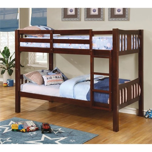 FURNITURE OF AMERICA  Yasmine Twin Over Twin Bunk Bed - Twin (Single) - Dark Walnut