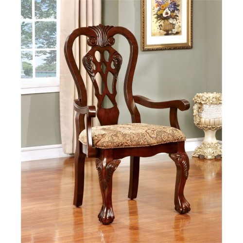 Furniture Of America Traditional Arm Chair - Set of 2 - Cherry