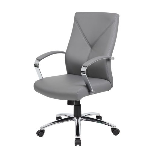 BOSS OFFICE PRODUCTS  Leatherplus Executive Chair With Arms In In Gray